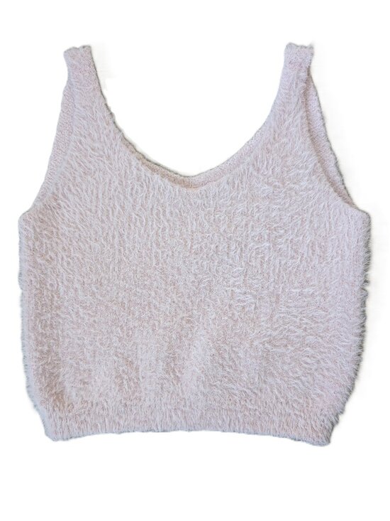 La Vie En Rose Tops - La Vie en Rose Fuzzy Eyelash Knit Crop Tank | Medium